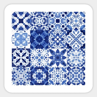 Watercolor Indigo Tiles Sticker